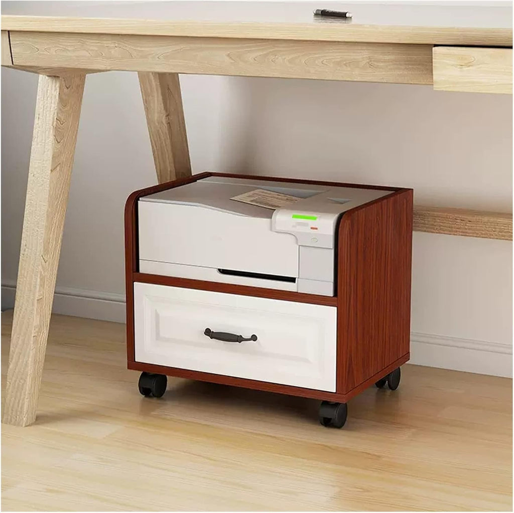 GLigeT Printer Table Printer Stand for Mini 3D Printer Under Desk Mobile Printer Table with Storage Drawer, Home Office Wood Work Cart with Wheels Printer Shelf (Size : L43xW40xH46.5cm)