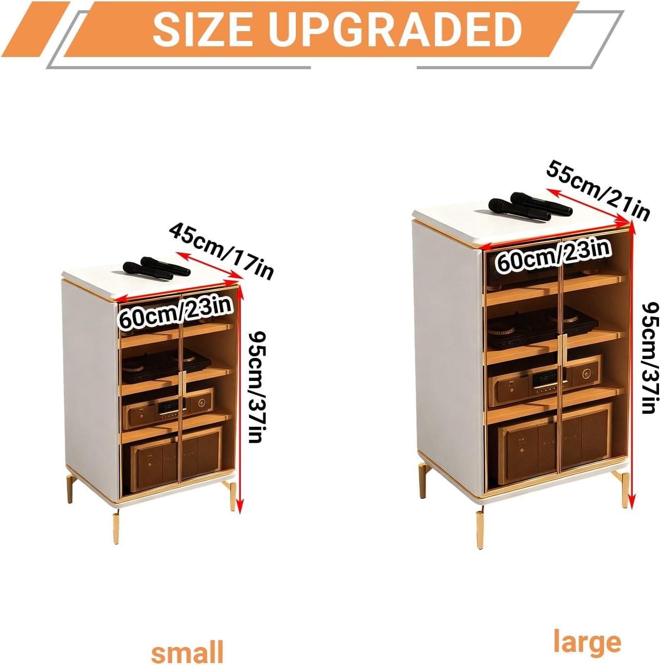 Audio Rack Cabinet HiFi Rack Corner Entertainment Center Media Cabinet with Glass Door Component Storage and Collection Display(Black,60 * 45 * 95cm/23 * 17 * 37in)