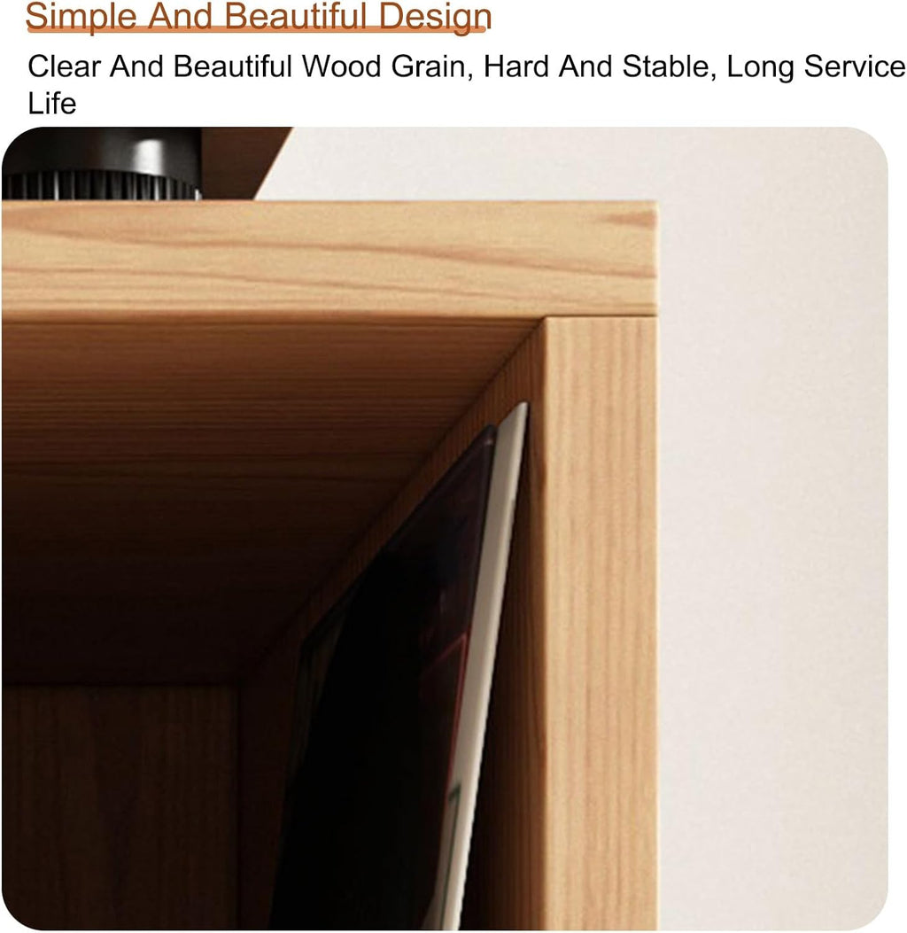 Modern AV Stereo Cabinet & Audio Rack - Stylish Record Player Stand & Media Shelf Storage for Home, Office & Theater - Light Brown Finish