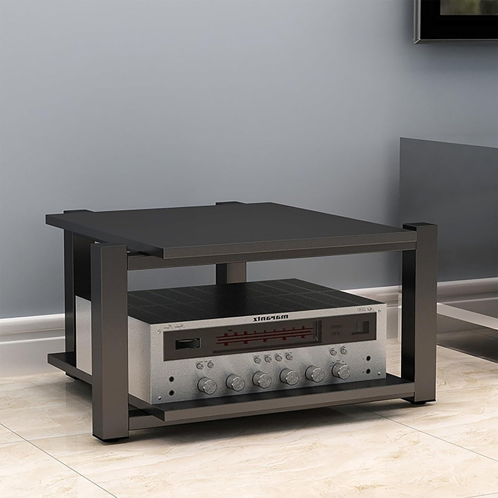 Audio Rack AV Media Stand Media Audio Tower Cabinet 2/3/4 Tier Audio Rack, for Entertainment Stereo Racks Component Storage and Collection Display(Black,25cm/9.8in)