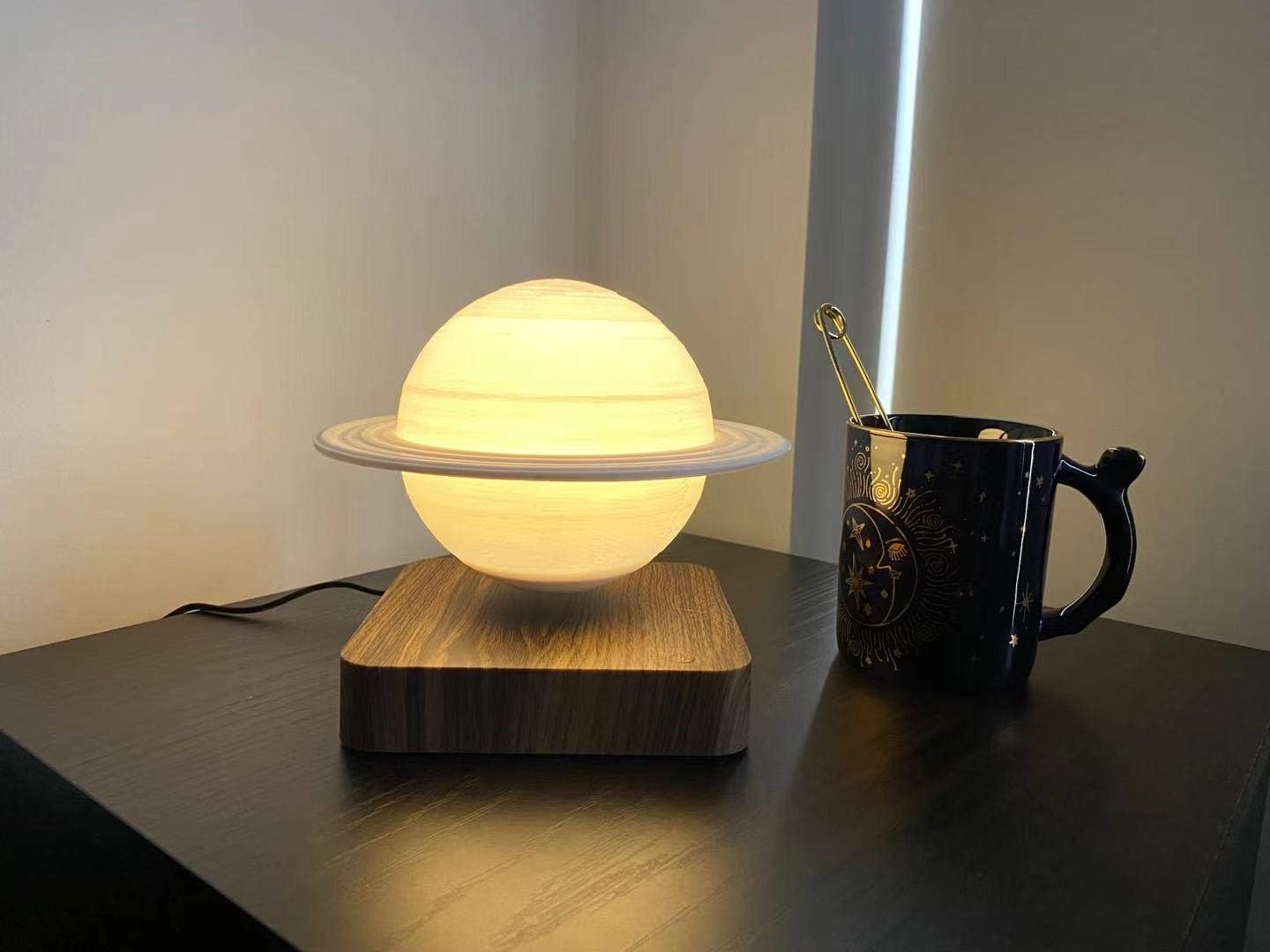 Night Light Moon Light Magnetic Floating Planet Lamp Interior 3D Print LED Bedside Nursing Creative Gift Table Lamp (18cm Earth)