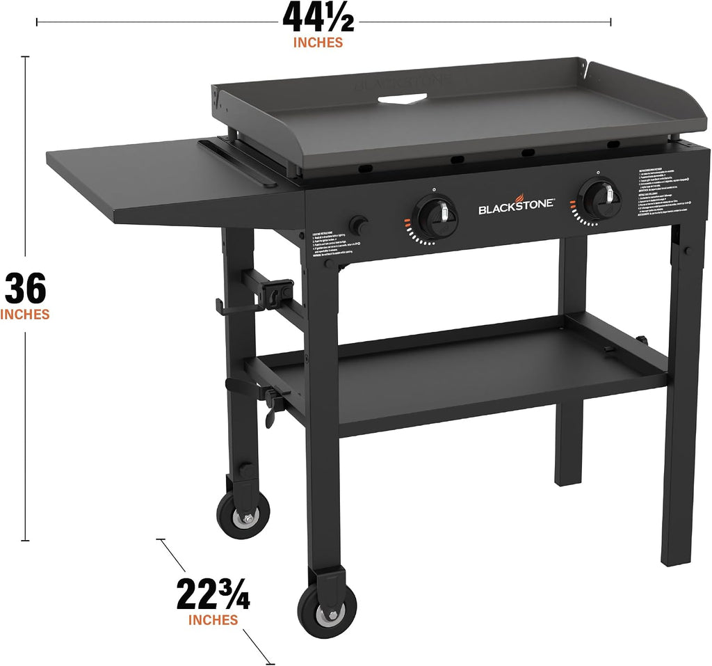 Blackstone Flat Top Gas Grill Griddle 2 Burner Propane Fuelled Rear Grease Management System, 1517, Outdoor Griddle Station for Camping, 28 inch