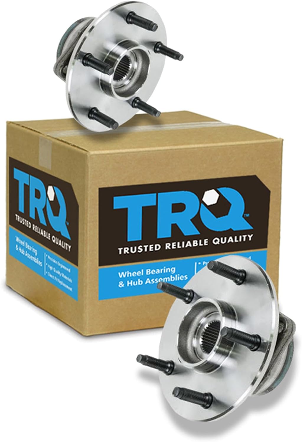 TRQ Front Left and Right Wheel Bearing and Hub Assembly Set 2 Piece Compatible with 2000-2001 Dodge Ram 1500 4 Wheel Drive with 2 Wheel ABS Brakes