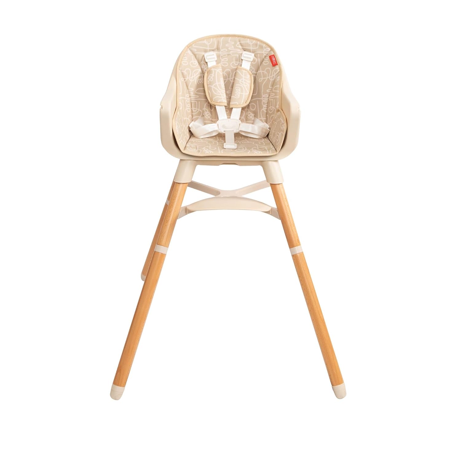Nuby 4-in-1 Baby High Chair Seat with Removable Tray - 6+ Months to 3 Years - Adjustable Toddler Chair for Eating - Holds Up to 60 lbs - Beige