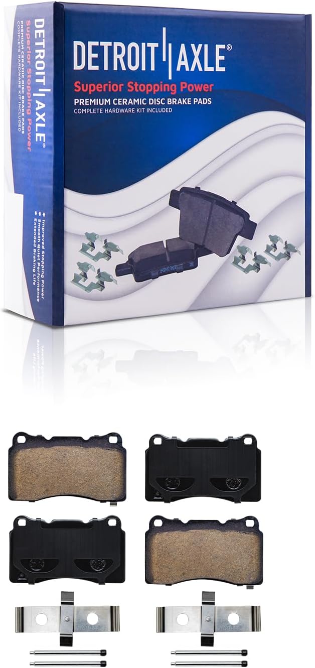 Detroit Axle - Front and Rear Disc Brake Kit for 2004-2007 Cadillac CTS 2005-2011 STS, Disc Brake Rotors Ceramic Brake Pads w/Hardware Replacement: 13.98 inch Front Rotor