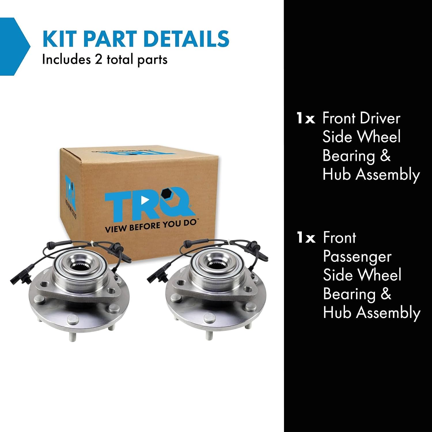 TRQ Front Left and Right Wheel Bearing and Hub Assembly Set 2 Piece Compatible with 2017-2023 Nissan Titan 4WD