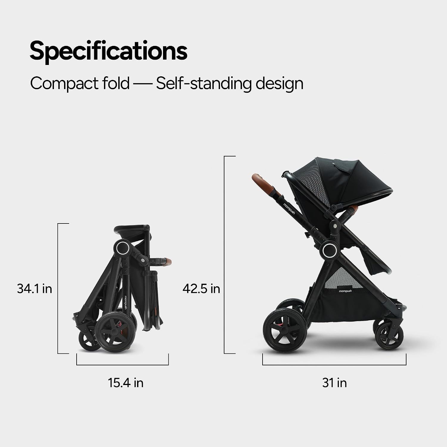 Mompush Ultimate2 Baby Stroller, Premium Convertible Full-Size Stroller for Toddler, Reversible Seat with One Hand Recline Adjustment, Car Seat Adapter Included