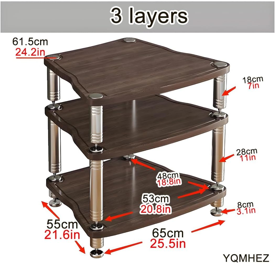 1/2/3/4-layer Media Stand, HiFi Audio Rack, Media Storage Cabinet, MDF Stereo Cabinet, with Shock-Absorbing Feet Power Amplifier Shelf Equipment Cabinet(Wood Color,25.5'x26.1'x24.2')