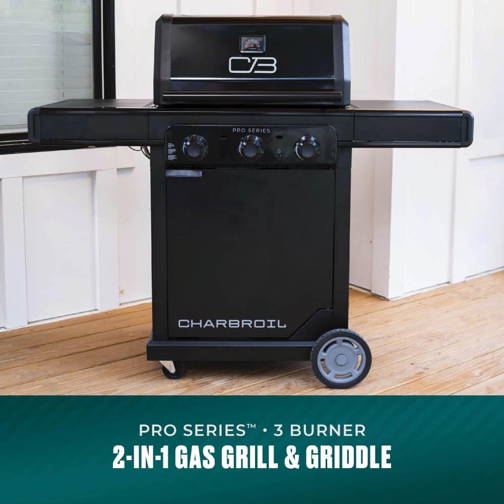 Charbroil® Pro Series™ with Amplifire™ Technology 3-Burner Propane Gas Grill and Griddle Cabinet, Black - 463365124