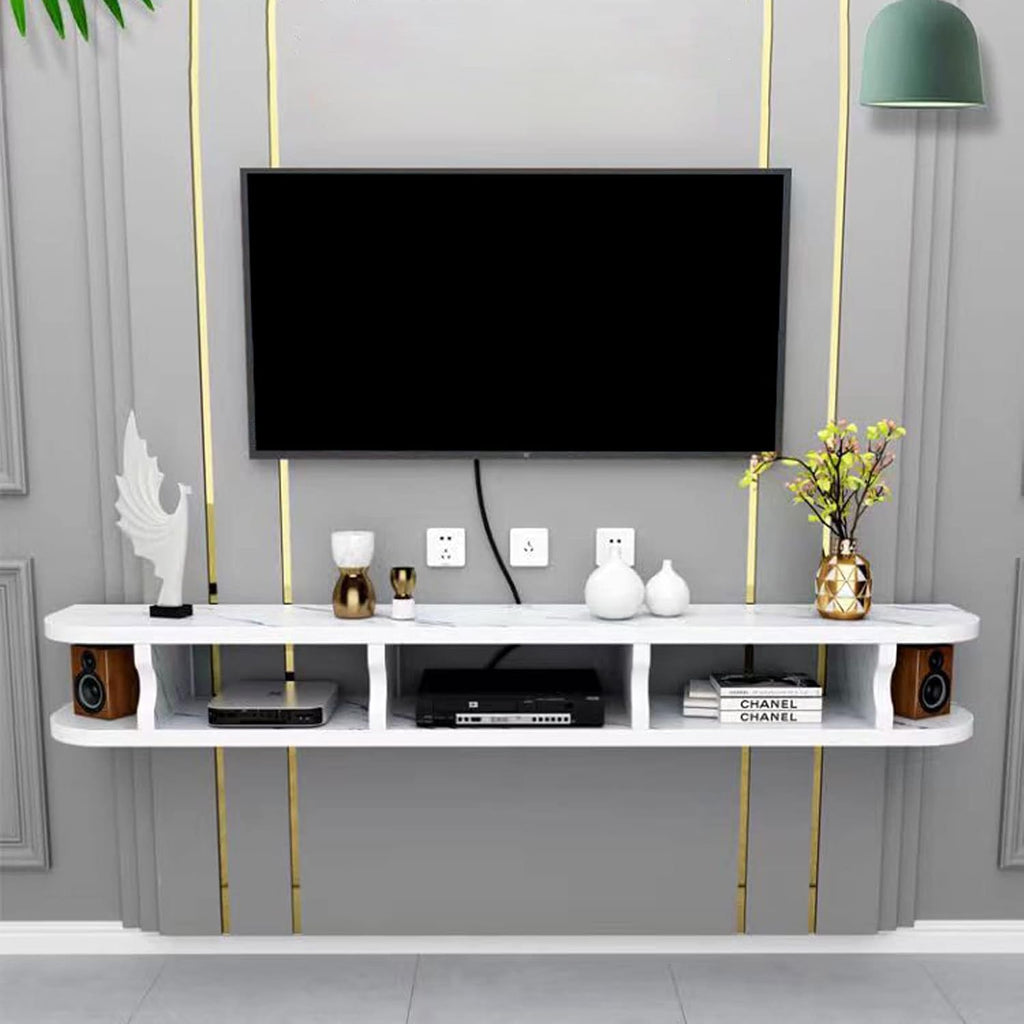 Wall mounted TV Cabinet Decorative Wall Display Floating Shelf Wall Shelf TV Stand TV Media Console Audio-visual Equipment Shelves TV Shelf Wall-Mounted Cable Management Storage Shelf Gaming Shelf