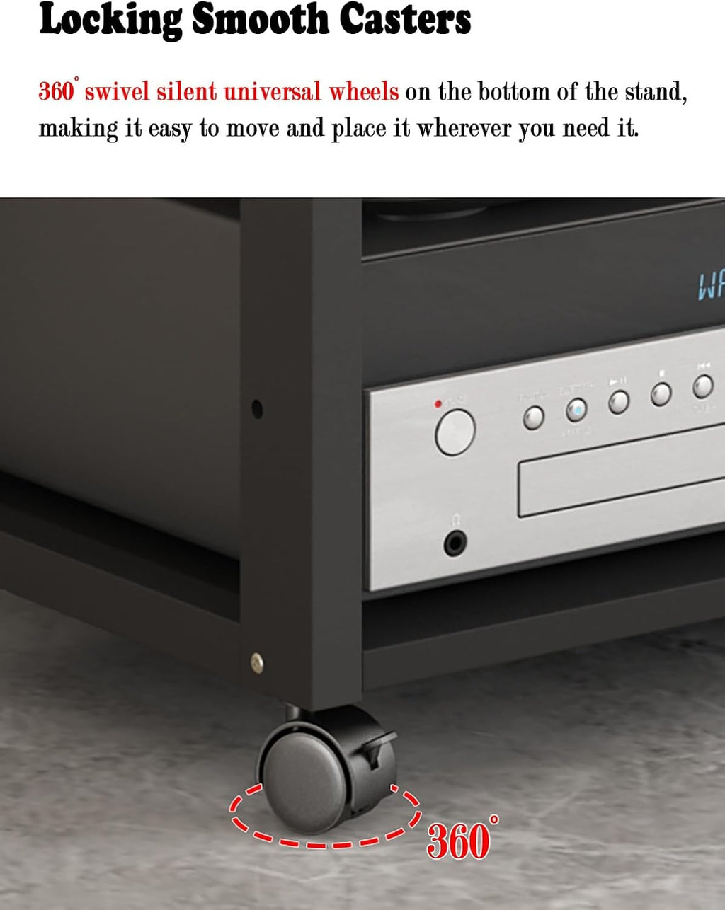 3-Tier Stereo Cabinet Furniture Equipment Shelf with Wheels, Mobile Corner Media Storage Stands Kitchen Organizer, Small Office Audio-Video Equipment Shelf (Size : 3 Tier (B))