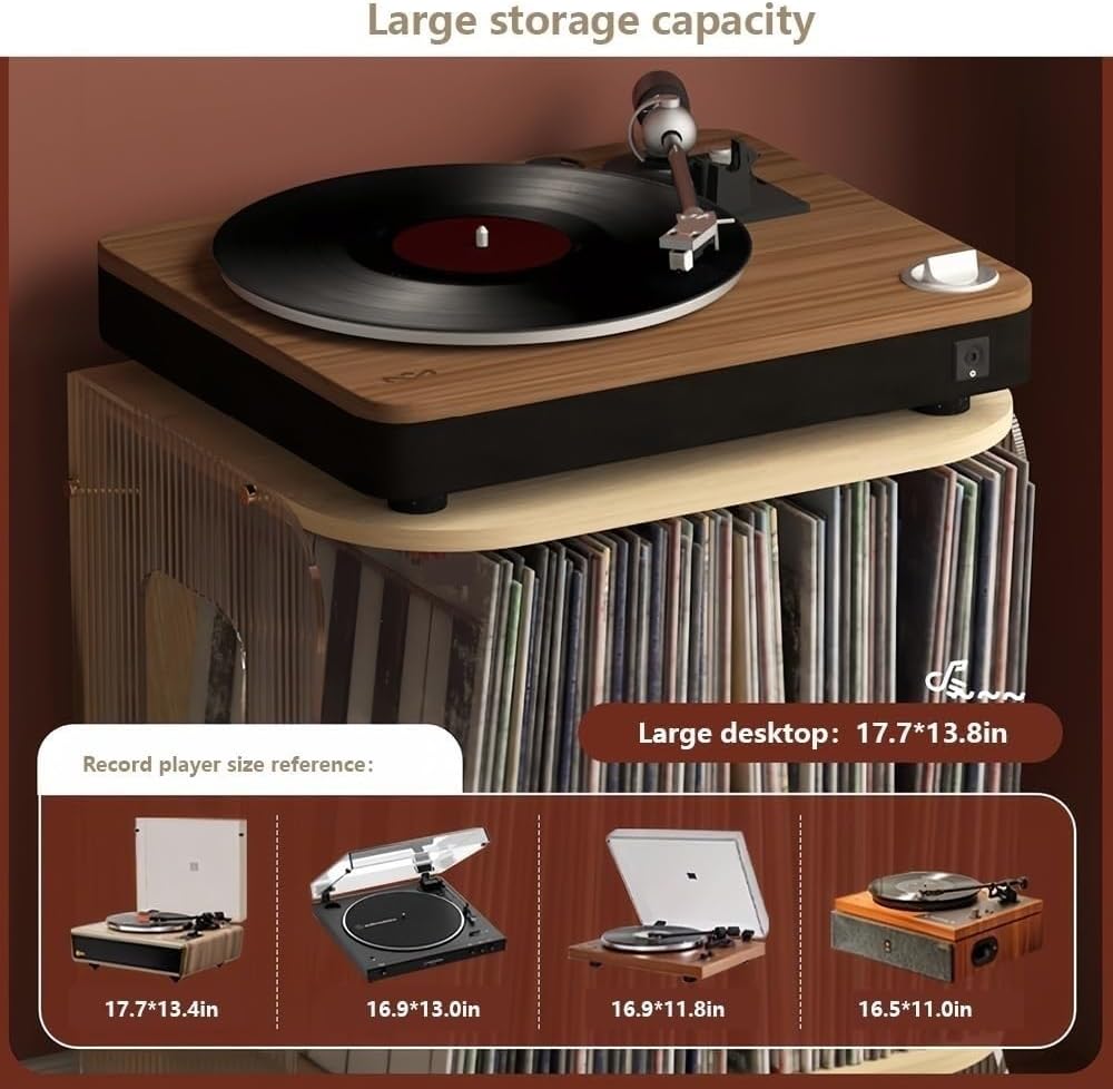 Modern Vinyl Record Player Stand LP Storage Cabinet with Acrylic Panels Turntable Shelf for Albums CDs Audio Equipment Long-Lasting