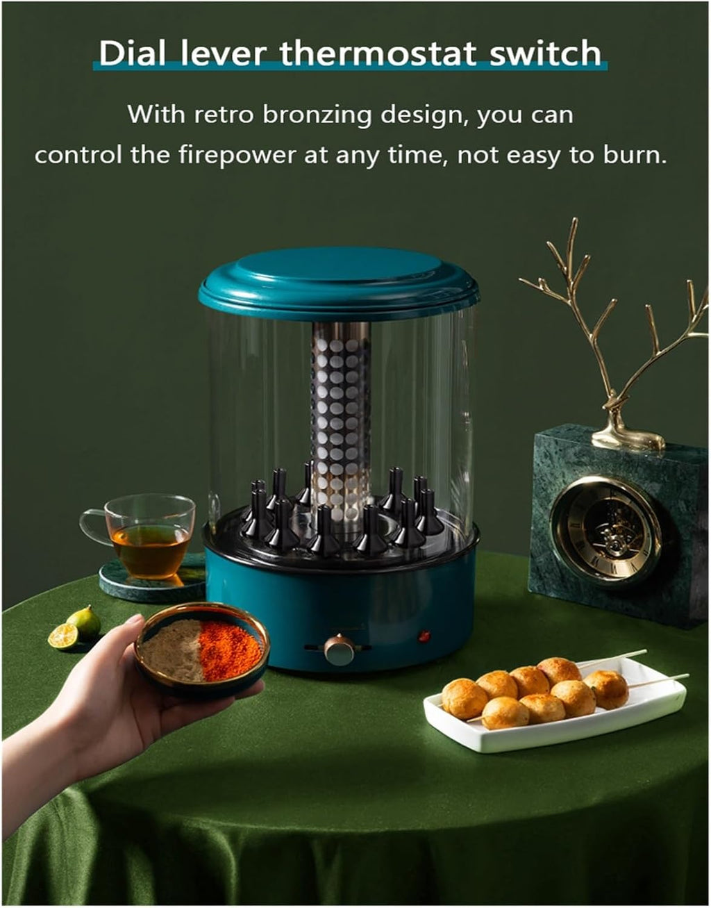 Vertical Electric Rotisserie Oven BBQ，Constant Temperature Shish Kebab Machine，Household Barbecue Machine， Electric Skewer Maker ，Automatic 360° Rotating Grill BBQ，, Kebob Machine, Stain Resistant Ene