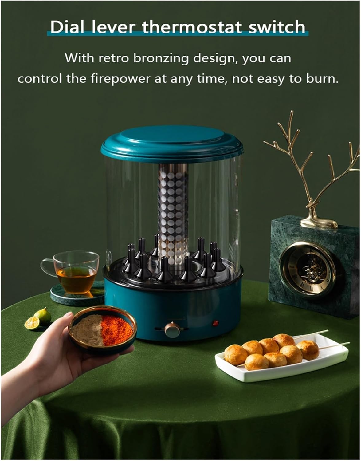Vertical Electric Rotisserie Oven BBQ，Constant Temperature Shish Kebab Machine，Household Barbecue Machine， Electric Skewer Maker ，Automatic 360° Rotating Grill BBQ，, Kebob Machine, Stain Resistant Ene