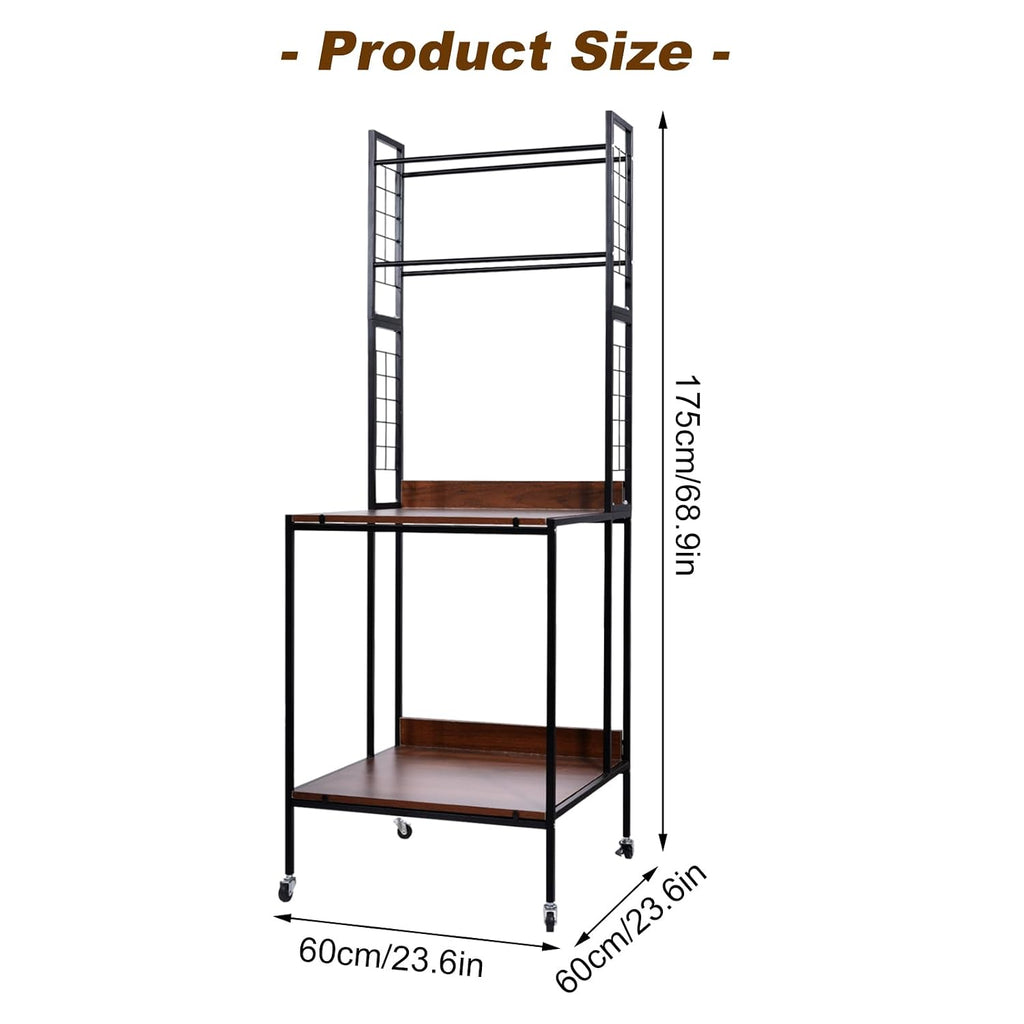 3D Printer Table Stand 2 Layer Rolling 3D Printer Filament Storage Desk Rack Heavy Duty Mobile Table with Feet & Locked Wheels for PL.A ABS PET.G Studio Office Workshop Storage Organization