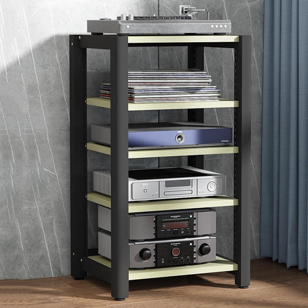 Adjustable 5-Tier Audio Rack, Multi-Functional Media Stand for HiFi & AV Equipment, Stereo Component Storage Cabinet (60x50x100cm) - Perfect for Home Theater & Entertainment Systems