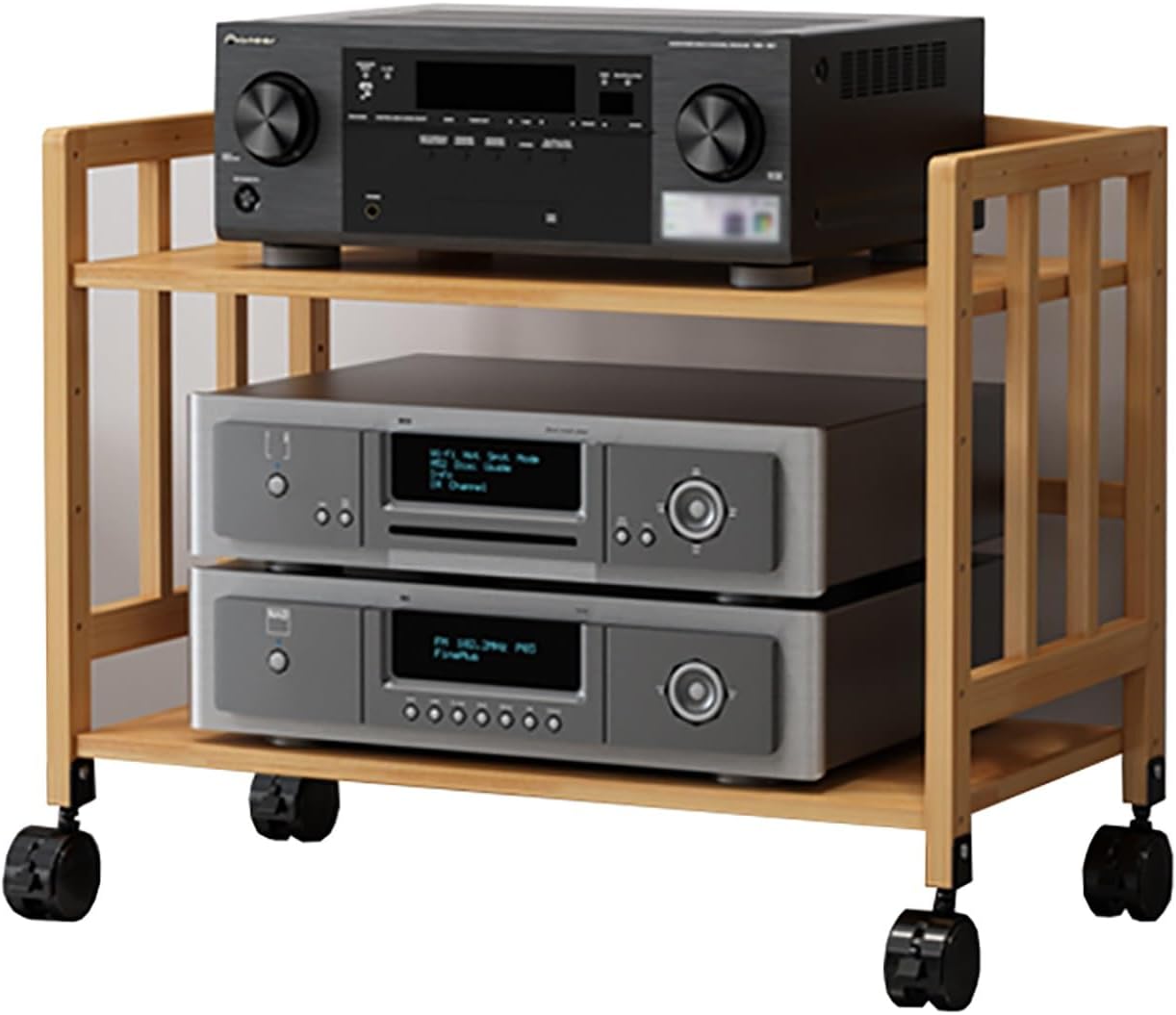 Hifi Racks And Stands 2 3 4 5 Tier, Audio Component Rack Tower Media Stereo Stand Equipment Shelf With wheels, Adjustable Stereo Component Rack System Cabinet for Home/ Commercial(Style 2,53cmx50cm/21