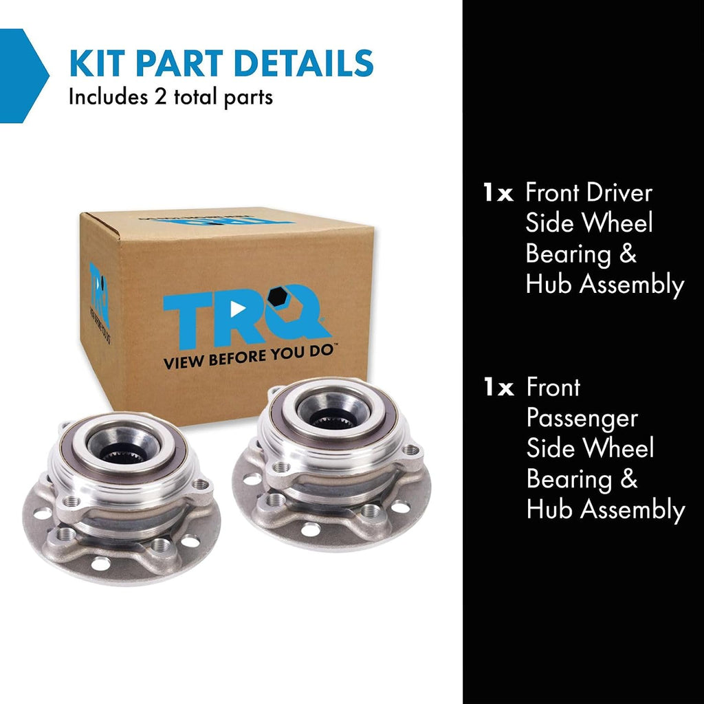 TRQ Front Left and Right Wheel Bearing and Hub Assembly Set 2 Piece Compatible with 15-21 Mercedes-Benz C300 4Matic 16-18 GLC300 4Matic 2021 GLC300 4Matic 17-19 E300 4Matic 19-21 E450 4Matic