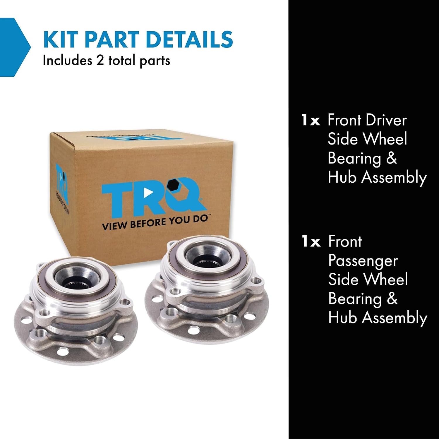 TRQ Front Left and Right Wheel Bearing and Hub Assembly Set 2 Piece Compatible with 15-21 Mercedes-Benz C300 4Matic 16-18 GLC300 4Matic 2021 GLC300 4Matic 17-19 E300 4Matic 19-21 E450 4Matic