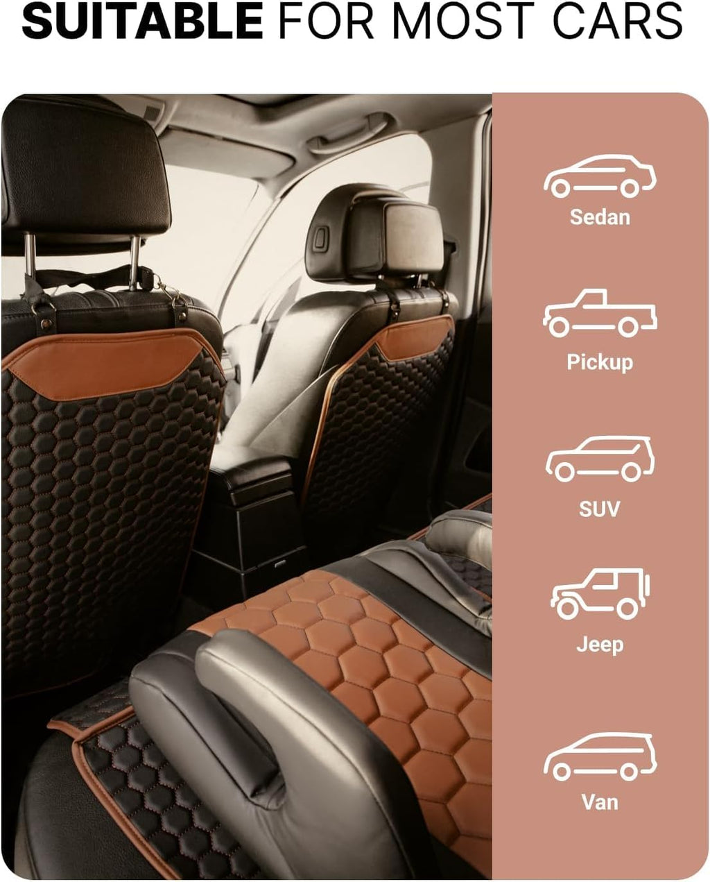 Owleys Set Seat Back Organizer & Car Seat Protector Hexy Waterproof & Non-Slip Protector for Child Car Cushion for Leather and Fabric Seats (Hexy 2pcs)