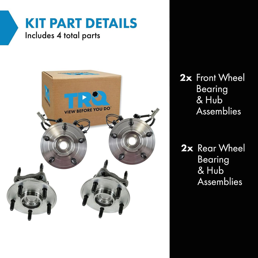 TRQ Front and Rear Wheel Bearing and Hub Assembly Set 4 Piece Compatible with 2005-2010 Jeep Grand Cherokee 2006-2010 Commander