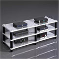 YLLFFLL 120cm Long Media Stand Audio/Video Component Cabinet, Home Stereo Racks and Stands, Heavy Duty Upright Modern Audio Equipment Rack, Open-Ended Modular Unit(White,3 Tier)