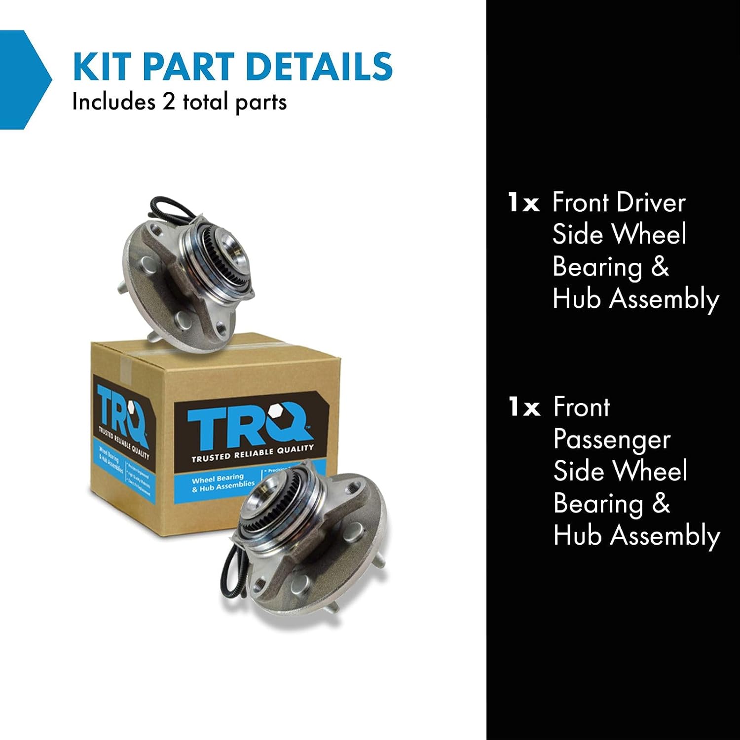 TRQ Front Left and Right Wheel Bearing and Hub Assembly Set 2 Piece Compatible with 2005 Ford F-150 4WD from 11/29/04 Production 6 Lug Wheels 06-07 F-150 4WD 08 F-150 AWD 06-08 Lincoln Mark LT 4WD
