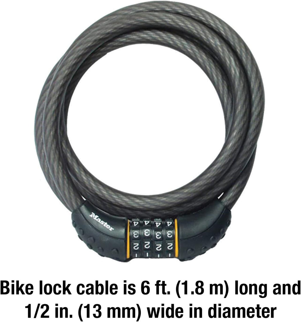 Master Lock Cable Lock, Set Your Own Combination BikeLock, 6 ft. Long, Black, 8122D (Pack of 144)
