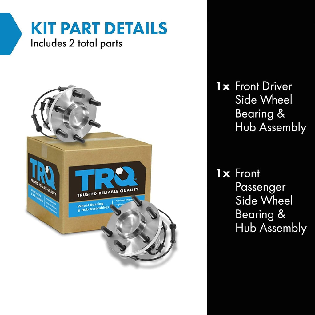 TRQ Front Left and Right Wheel Bearing and Hub Assembly Set 2 Piece Compatible with 2005-2023 Nissan Frontier RWD 2005-2012 Pathfinder RWD 2005-2015 Xterra RWD 2009-2012 Suzuki Equator RWD