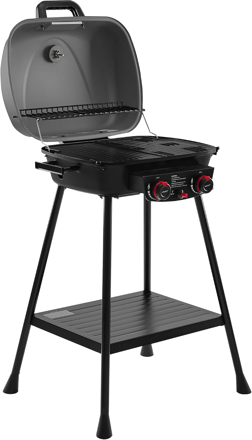 Royal Gourmet GT2003 Portable 2 Burner Propane Gas Grill with Stand and Warming Rack, 2-in-1 Grill Griddle Combo with 17,000 BTUs Output forCamping, Tailgating, Backyard, Gray