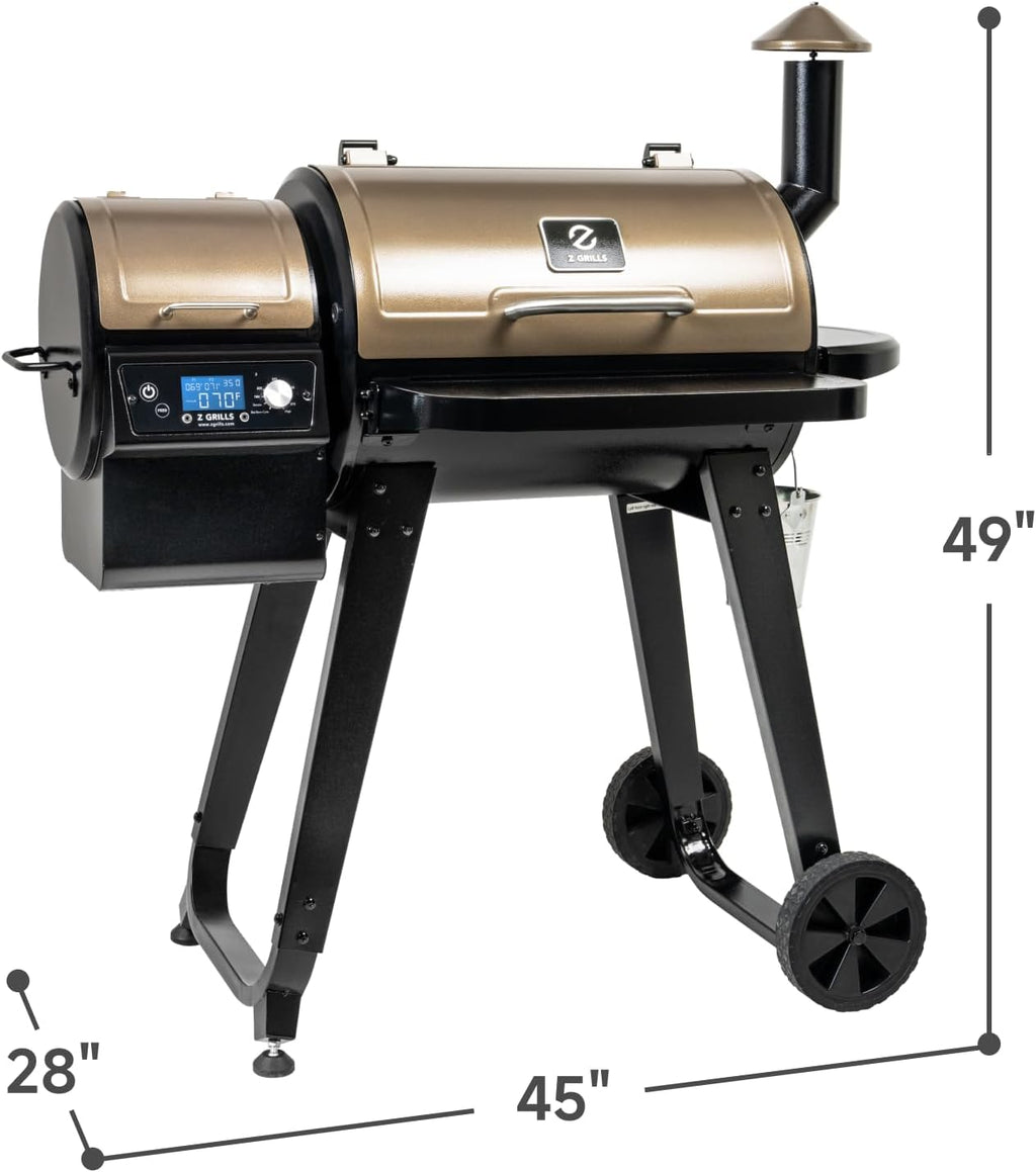 Z GRILLS ZPG-450A2 Wood Pellet Grill & Smoker, PID V3.0 Controller, 459 Sq in Cook Area, Foldable Shelf, Meat Probe, Rain Cover, 8 in 1 BBQ Grill Outdoor Auto Temperature Control, Bronze