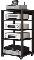 Heavy Duty Media Stereo Stand Equipment Shelf, 1 2 3 4 Layer Black Video Game/DVD Holder, Audio Component Rack Tower for Tv Accessories Record Player Console(H100cm-4Tier)