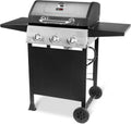 Grill Boss 3 Burner Propane Gas Grill, Portable BBQ w/Lid, Wheels & Side Shelves, Black - Grilling Accessories and Equipment for Camping, Tailgating, Outdoor Barbecue and Cooking