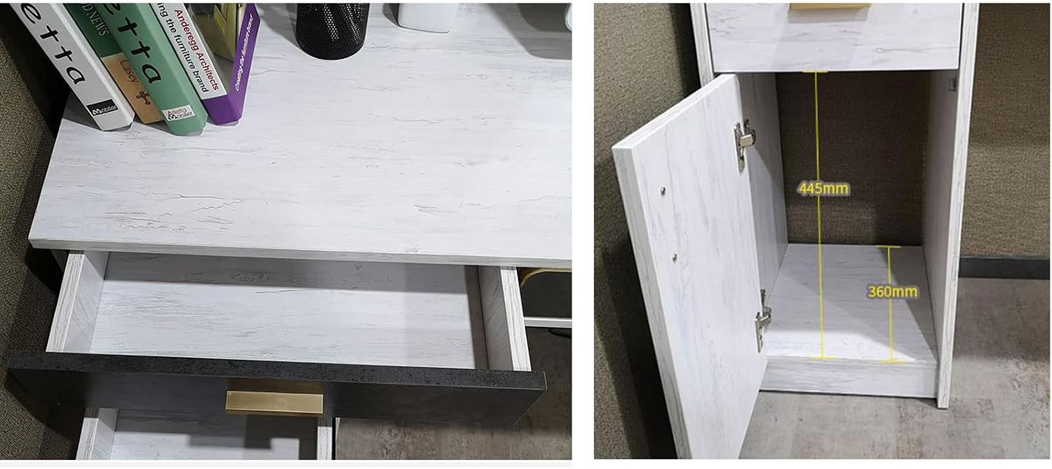 Wall Mounted Workstation Desk & TV Cabinet - Floating Shelf Media Console for Home Office & Bedroom, Corner Shelves for Audio-Visual Equipment & Writing Table