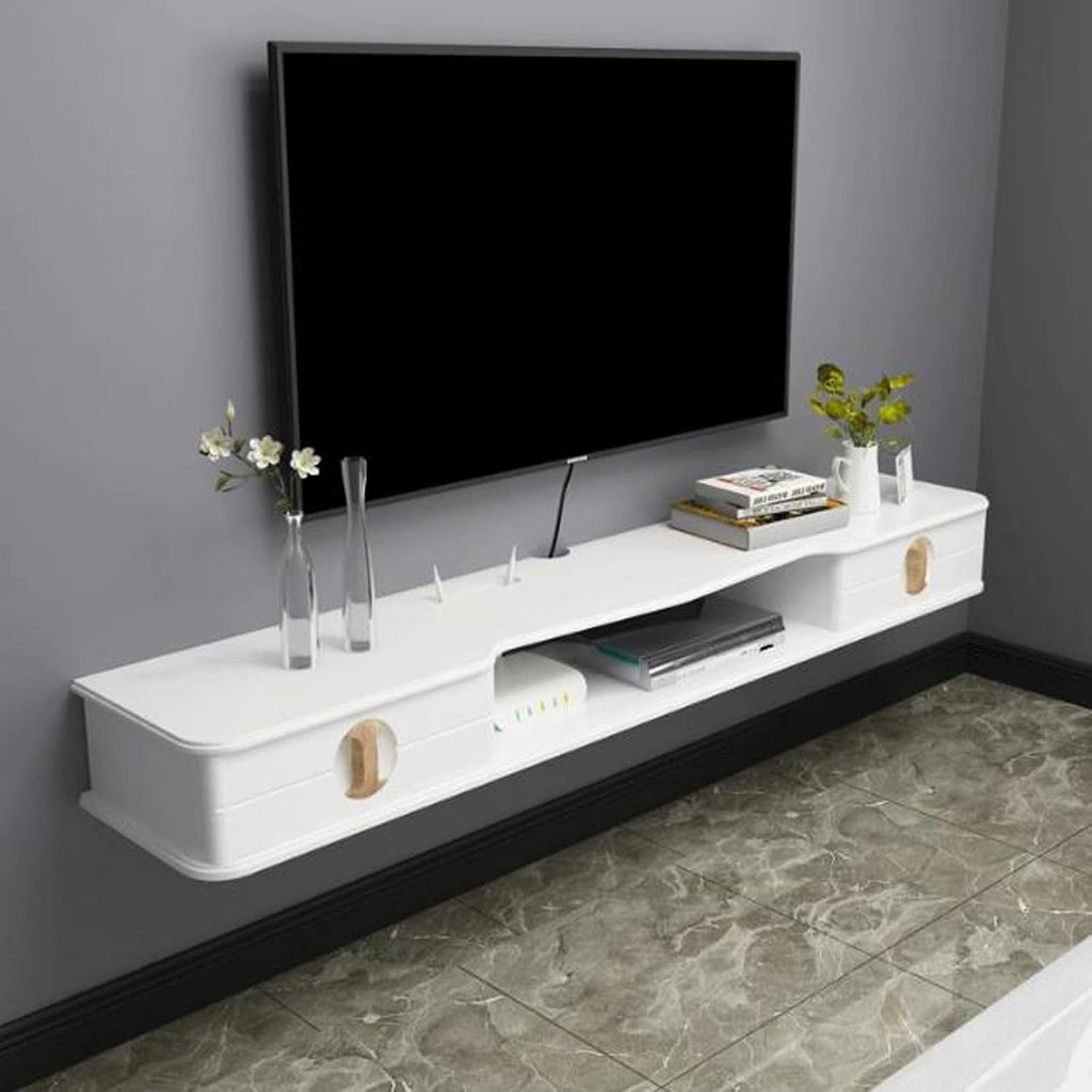 Floating Wall Mounted TV Cabinet - Modern Media Console Shelf for TV, Audio-Visual Equipment, DVD Players - Stylish Wall Unit Storage with Bracket for Home Decor