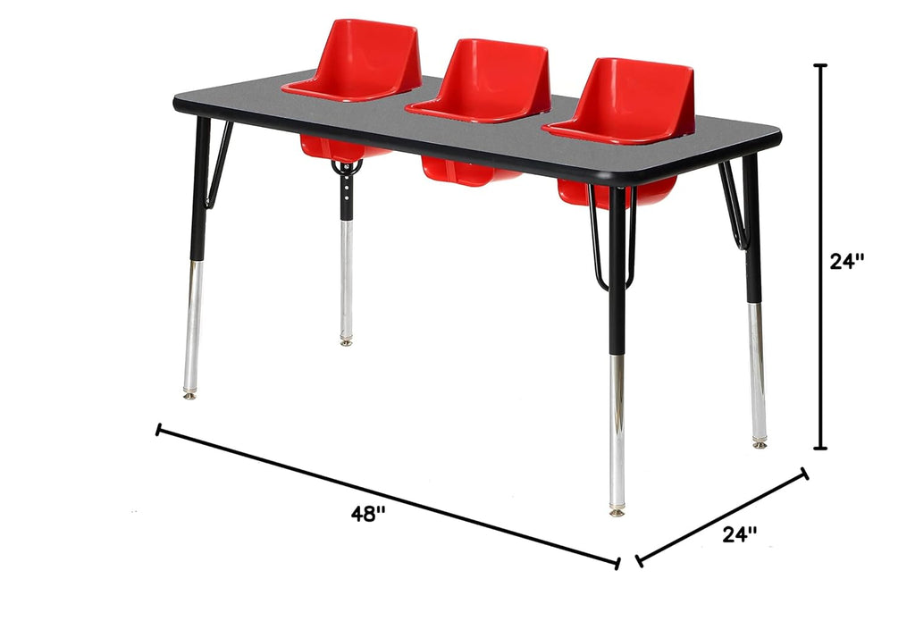 3-Seat Feeding Table (Glace Top, Red Seats, Black T-Mold)