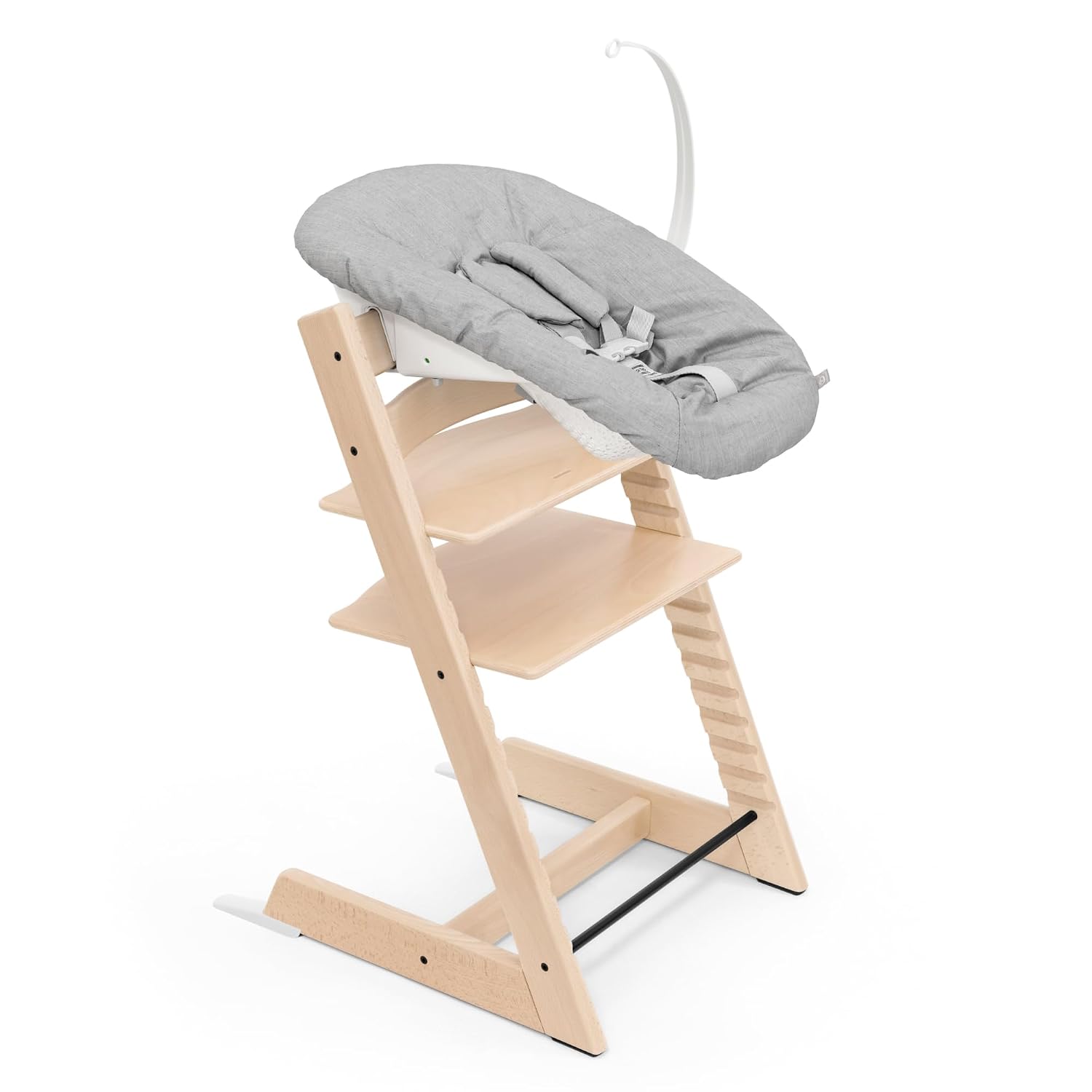 Tripp Trapp Chair from Stokke (Natural) + Tripp Trapp Newborn Set (Grey) - Cozy, Safe & Simple to Use - for Newborns Up to 20 lbs
