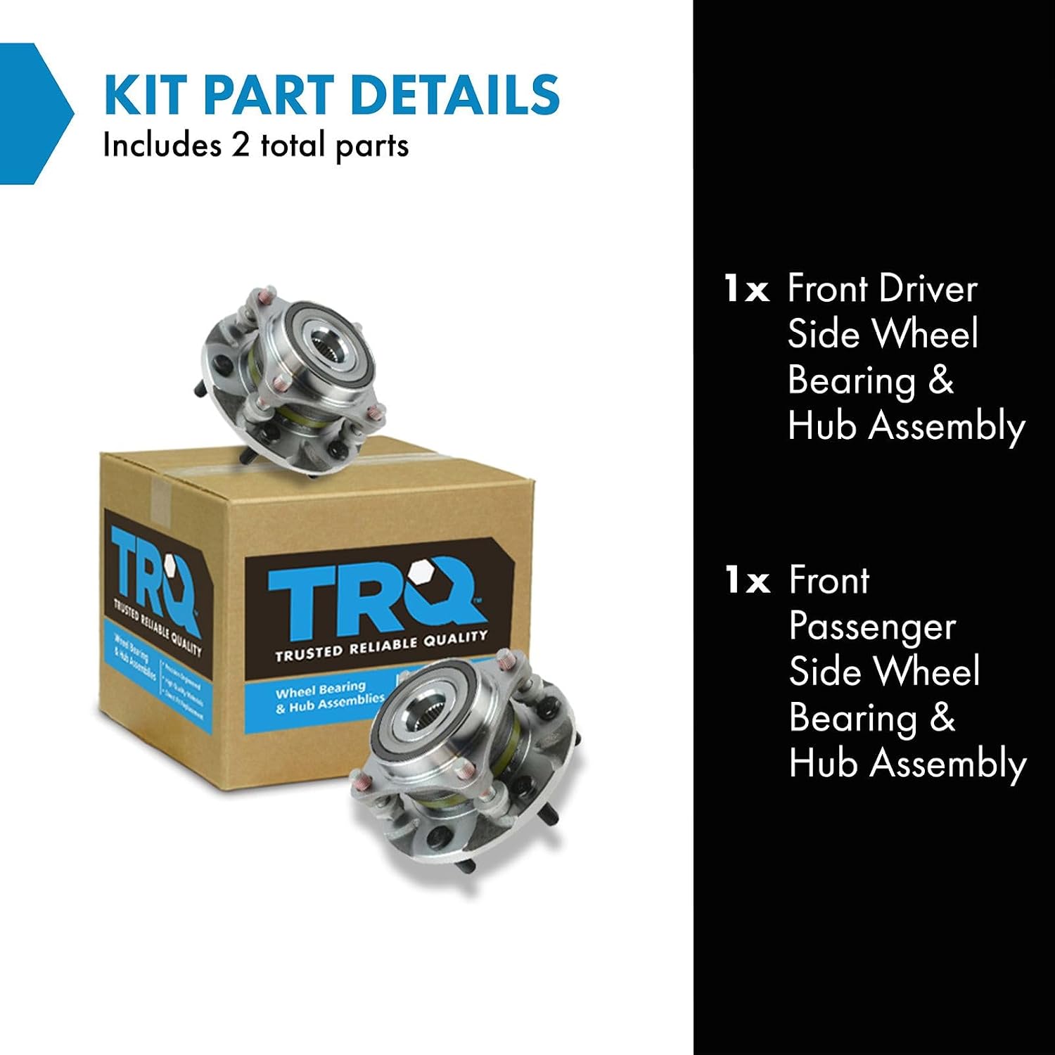 TRQ Front Left Right Wheel Bearing Hub Assembly Pair 2 Piece Compatible with 2010-2023 Lexus GX460 2003-2009 GX470 2003-2023 Toyota 4Runner 4WD 2007-2014 FJ Cruiser 4WD 2005-2023 Tacoma 4WD
