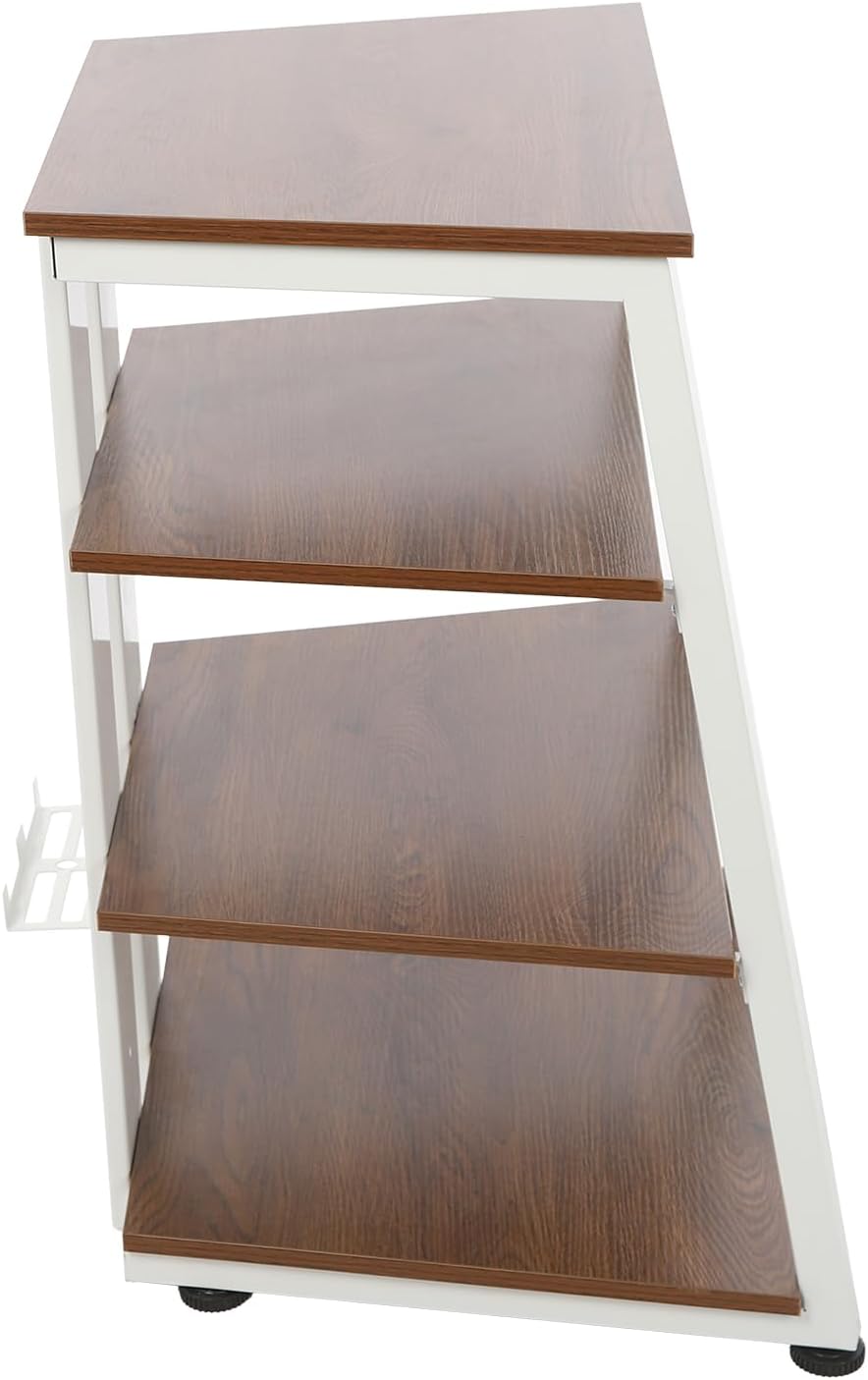 4-Tier AV Media Stand Corner Shelf Wooden Stereo Cabinet Audio Rack Tower for Audiovisual Equipment/DVD Players/CD Changers/Game Consoles
