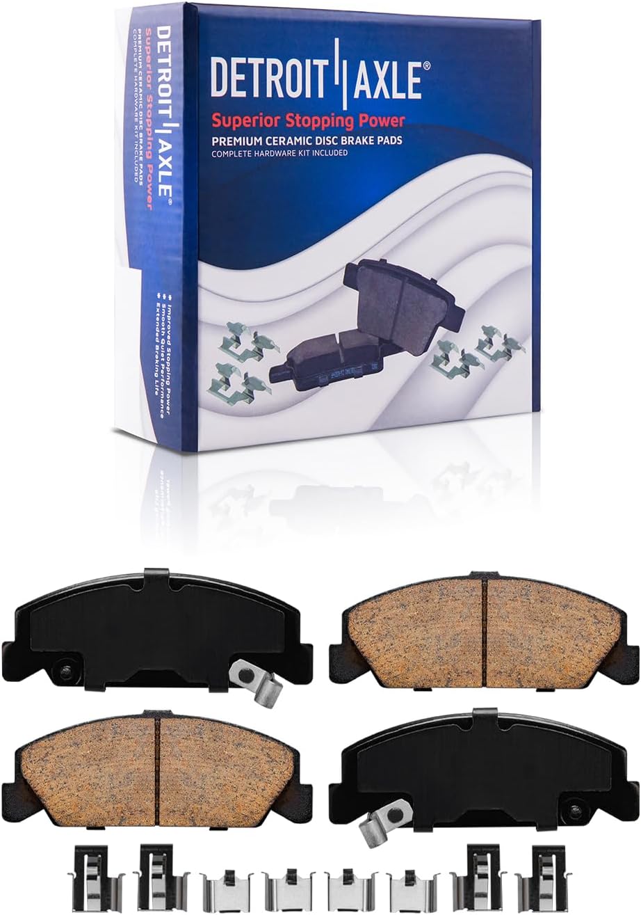 Detroit Axle - Brake Kit for 1992-1995 Honda Civic 1993-1997 Civic Del Sol, Disc Brake Rotors Ceramic Brake Pads Replacement : 9.45' inch Front & 9.41' inch Rear Rotor