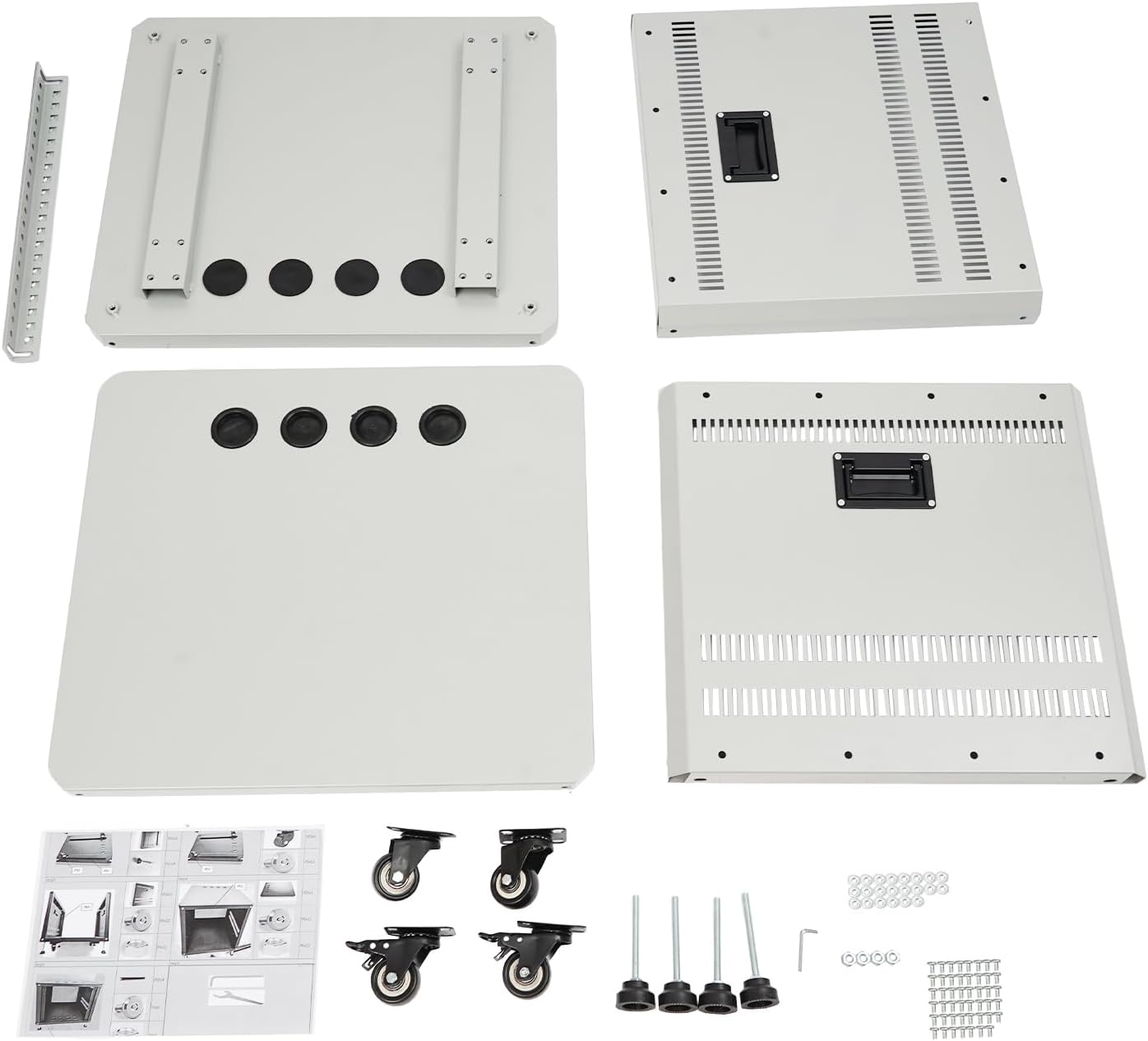 9U AV Rack with Wheels, Metal Studio Cabinet with Cable Ports, 19.8' x 22.4' x 18.3', Portable Home Studio Racks, Floor Standing Server Cabinet for Amplifiers, AV Equipment, Computers