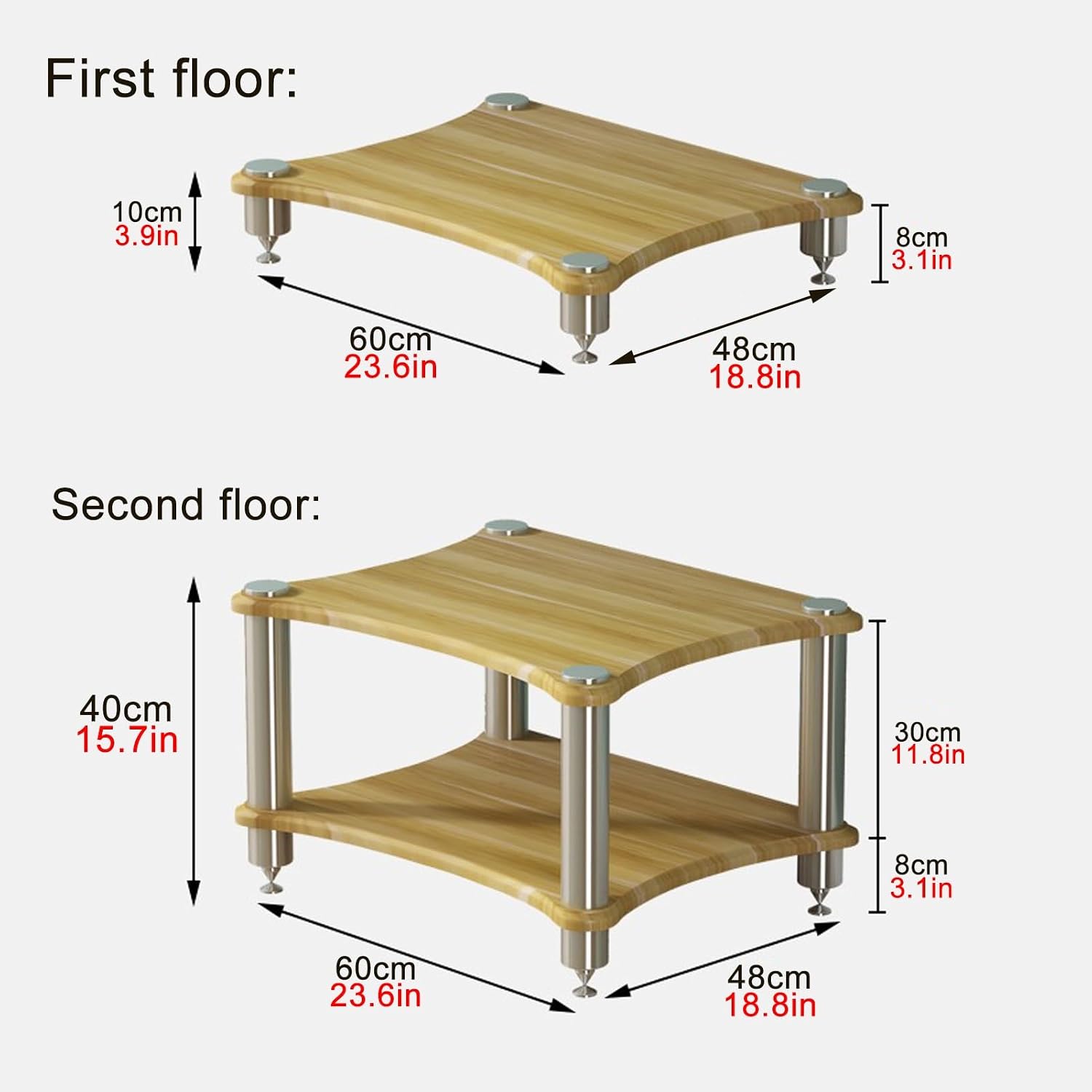 1/2/3/4-layer HiFi Media Stand, Stereo Cabinet, MDF Stand Audio Rack with Shock-Absorbing Feet Power Amplifier, Shelf Equipment Cabinet, for Recording Room(Walnut,1 Tier-23.6x18.8x3.9in)