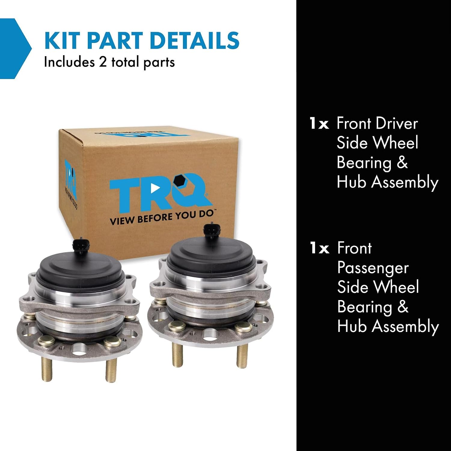 TRQ Front Left and Right Wheel Bearing and Hub Assembly Set 2 Piece Compatible with 2015-2016 Hyundai Genesis Rear Wheel Drive 2017 Genesis G80 Rear Wheel Drive