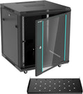 MT-VIKI 12U Server Cabinet Network Rack Vented Enclosure w/Moving Wheel, 0.8mm Thick Steel, 23.6'' Deep (600mm), for 19'' IT Equipment, Included 1pcs 12'' Depth Rack Shelf