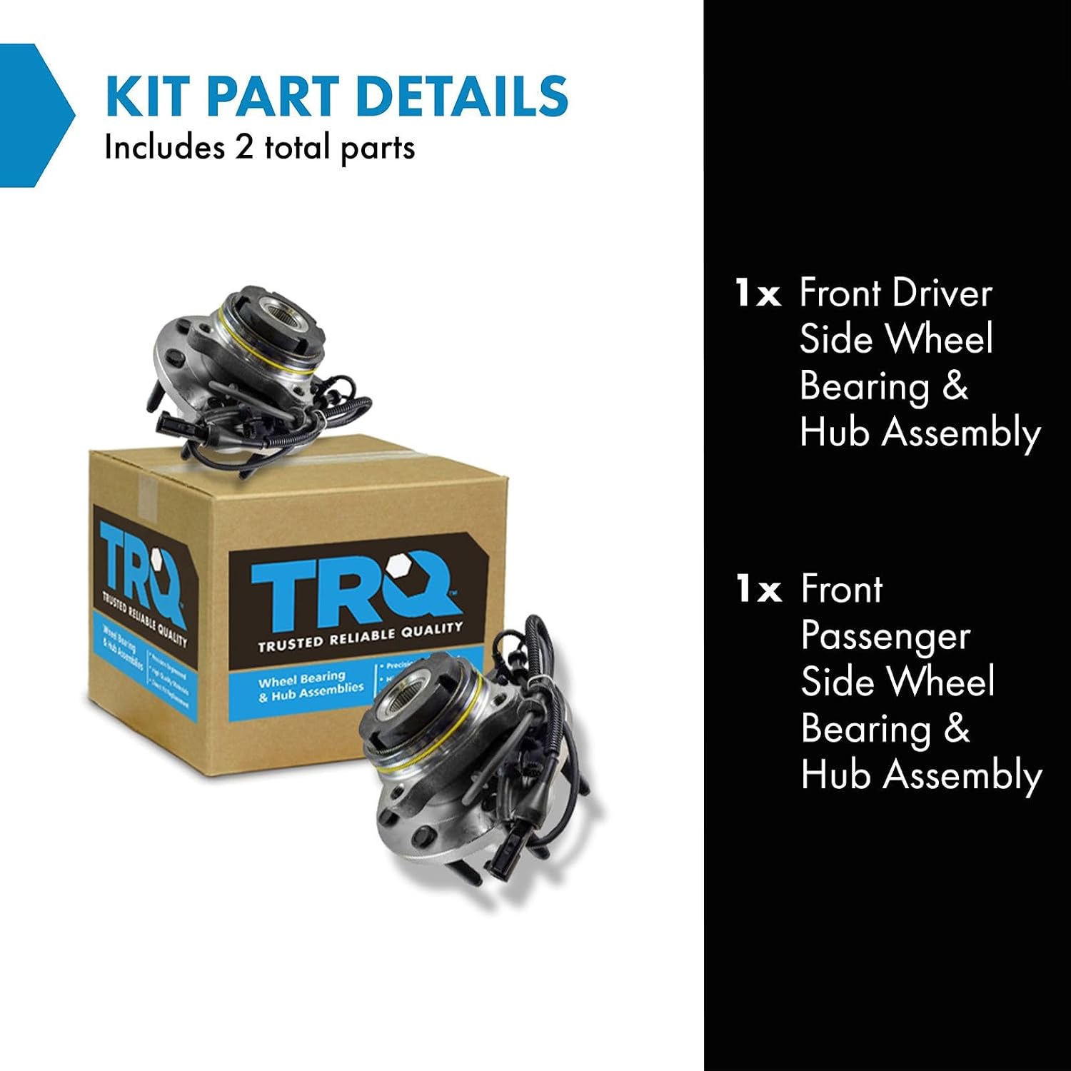 TRQ Front Left and Right Wheel Bearing and Hub Assembly Set 2 Piece Compatible with 03-04 Ford F-250 Super Duty 4WD 03-04 F-350 Super Duty 4WD M14x1.5 Fine Thread Wheel Studs Single Rear Wheels SRW