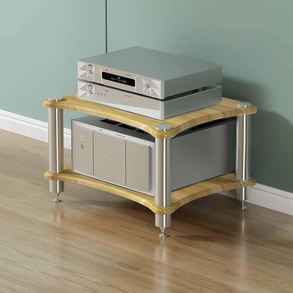 Pomelo Wood AV Media Stand - Stylish Audio Component Rack & Amplifier Shelf, Compact Stereo Cabinet & Rack Tower for Home Entertainment (60x48x40cm)