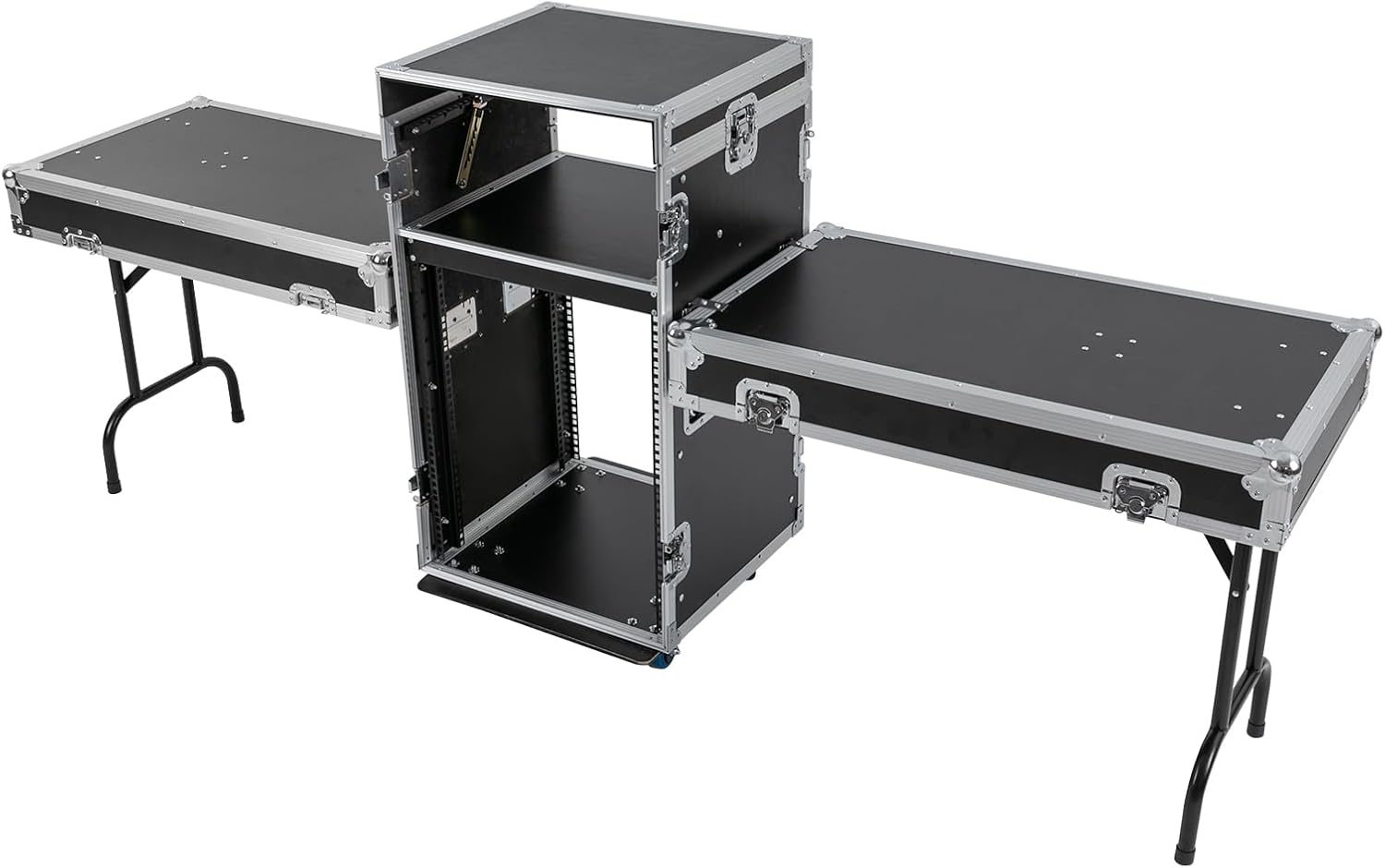 DNYSYSJ 14U PA DJ Cabinet with Wheels,14U Rack Case & Audio Studio Rack, 661lbs Load Mobile DJ Equipment Storage, Atlantic-Mitsu Style 5-Tier Media Rack