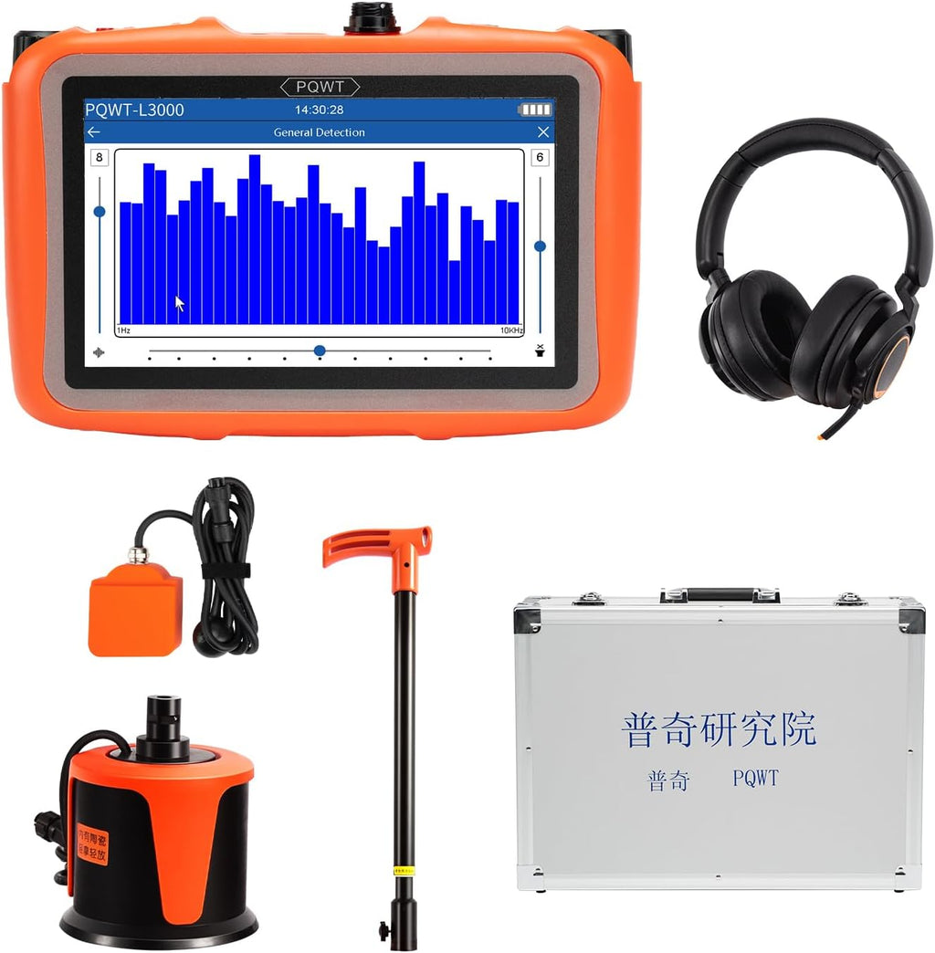Water Leak Detector, Wall/Outdoor Underground Water Leak Detector with High-Precision Sensor Carry Case 5m Depth - L3000
