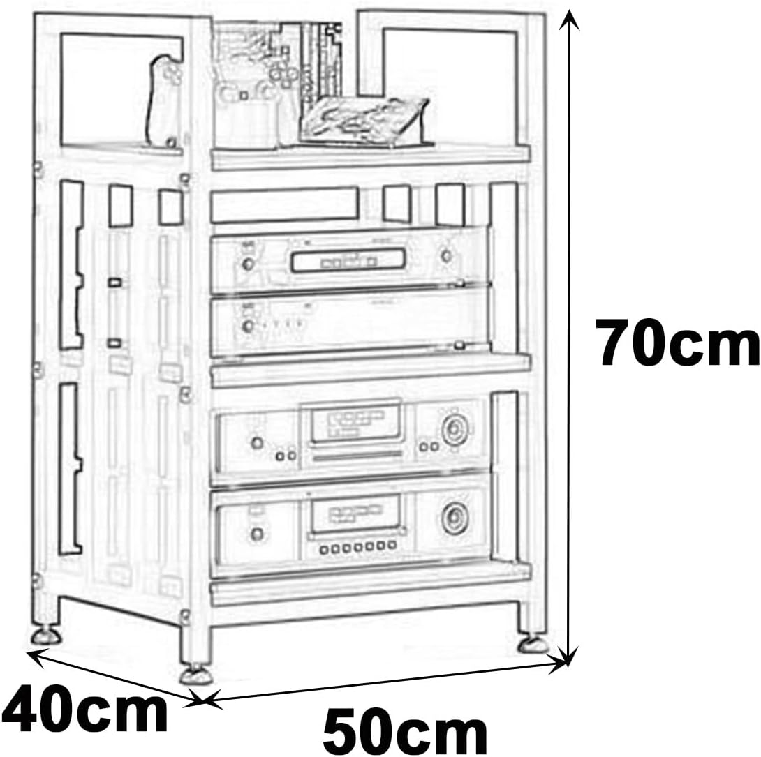 Media Stand with Adjustable Shelf, Rolling Stereo Cabinet for Living Room Home Office, Versatile Media Storage Rack for DVDs Gaming Consoles and Audio Equipment