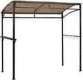 Giantex 7x4.4ft Grill Gazebo, Patio Outdoor Backyard BBQ Canopy Shelter, Soft Top, Heavy-Duty Steel Construction, Storage Shelf, Hanging Hooks, Bear Opening Setting, Anchor Kit (Brown)